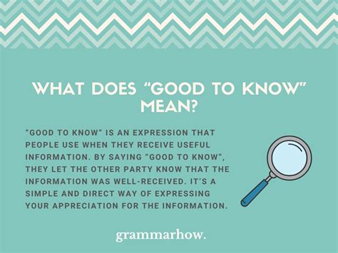 good to know synonym|GOOD TO KNOW .
